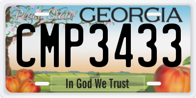 GA license plate CMP3433