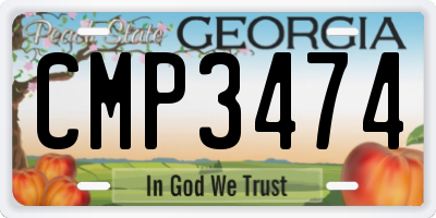 GA license plate CMP3474