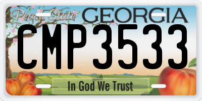 GA license plate CMP3533