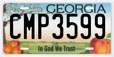 GA license plate CMP3599