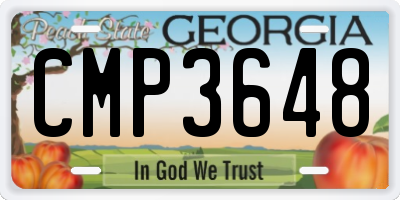GA license plate CMP3648