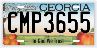 GA license plate CMP3655
