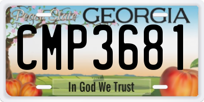 GA license plate CMP3681