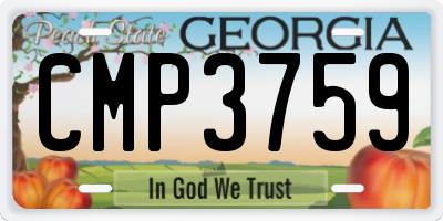 GA license plate CMP3759