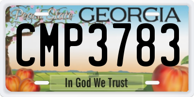 GA license plate CMP3783