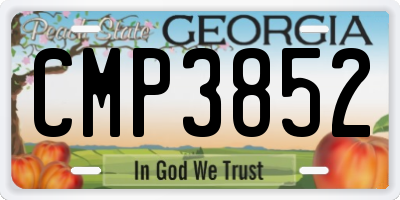 GA license plate CMP3852