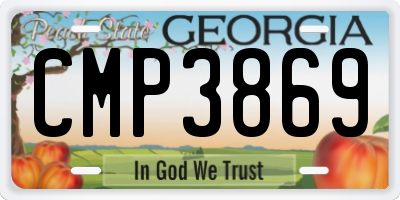 GA license plate CMP3869