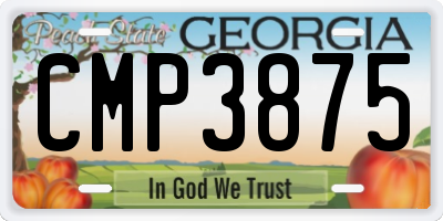 GA license plate CMP3875