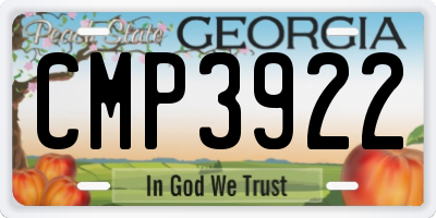 GA license plate CMP3922