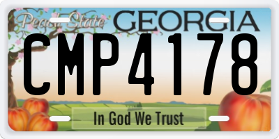 GA license plate CMP4178