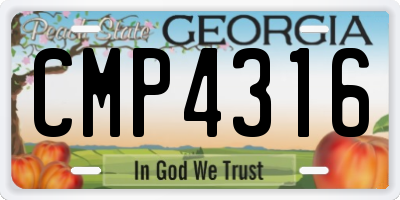 GA license plate CMP4316