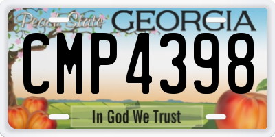 GA license plate CMP4398