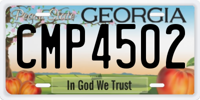 GA license plate CMP4502