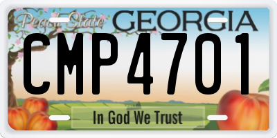 GA license plate CMP4701