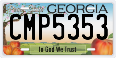GA license plate CMP5353
