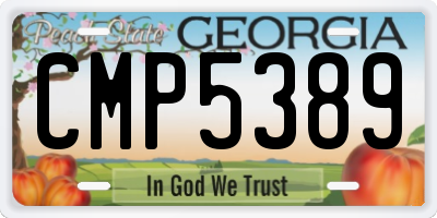 GA license plate CMP5389