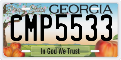 GA license plate CMP5533