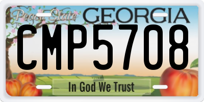 GA license plate CMP5708