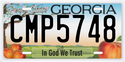 GA license plate CMP5748