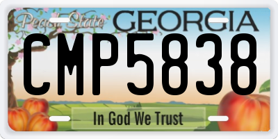 GA license plate CMP5838