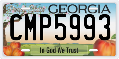 GA license plate CMP5993