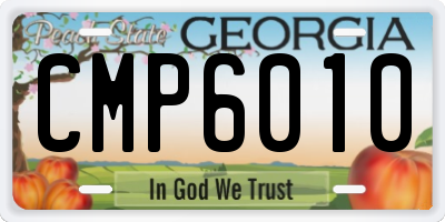GA license plate CMP6010