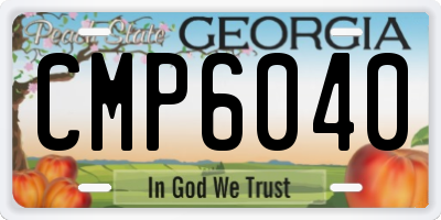GA license plate CMP6040