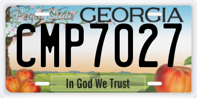 GA license plate CMP7027