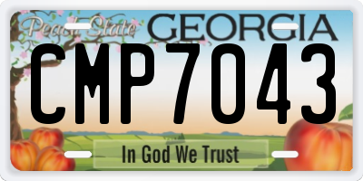 GA license plate CMP7043