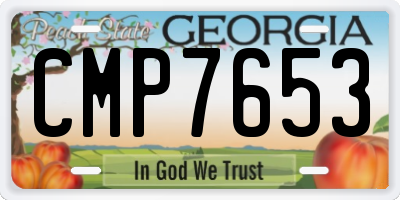 GA license plate CMP7653