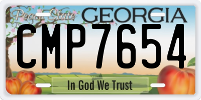 GA license plate CMP7654
