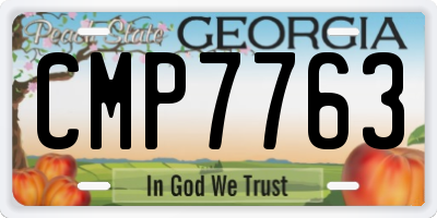 GA license plate CMP7763