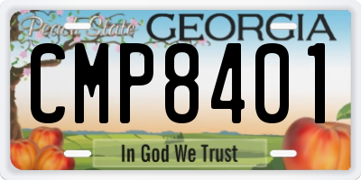 GA license plate CMP8401