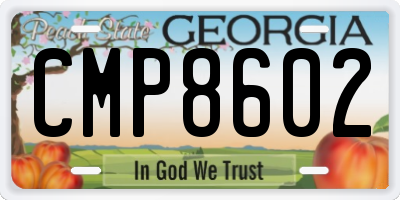 GA license plate CMP8602