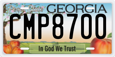 GA license plate CMP8700