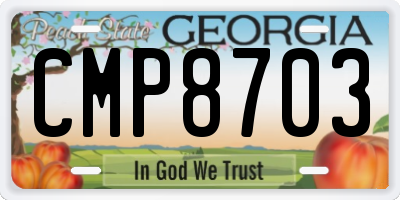 GA license plate CMP8703