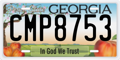 GA license plate CMP8753