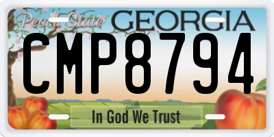 GA license plate CMP8794