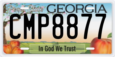 GA license plate CMP8877