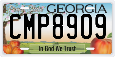 GA license plate CMP8909