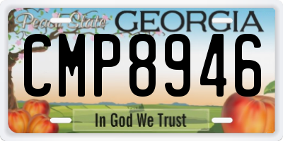 GA license plate CMP8946