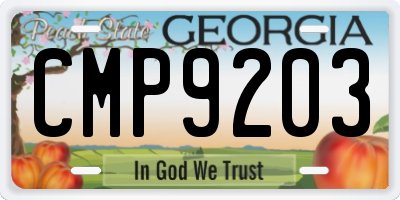 GA license plate CMP9203