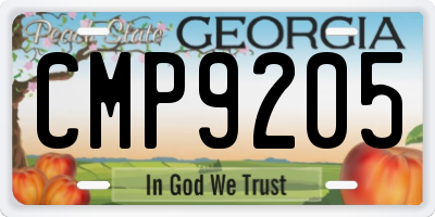 GA license plate CMP9205