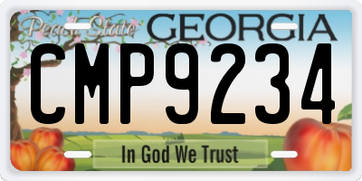 GA license plate CMP9234