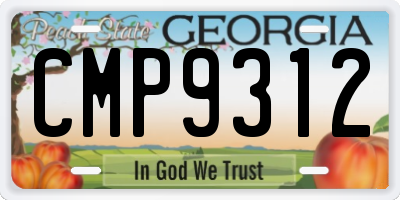 GA license plate CMP9312