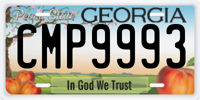 GA license plate CMP9993