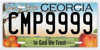 GA license plate CMP9999