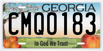 GA license plate CMQ0183