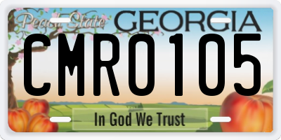 GA license plate CMR0105