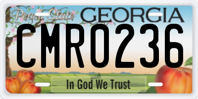 GA license plate CMR0236
